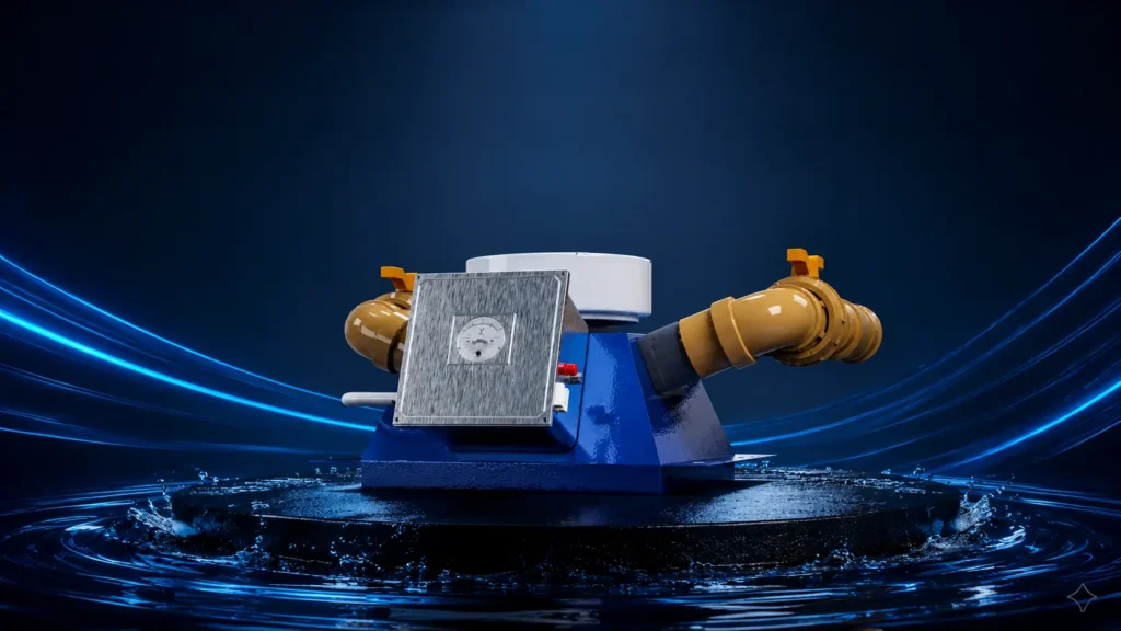 Mini Gerador Hidrelétrico Turgo TEN1K apresentado em composição visual premium